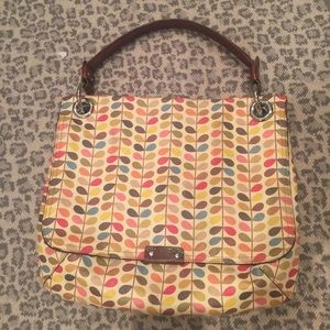 Authentic Orla Kiely leather satchel bag